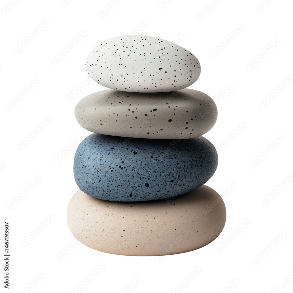 stack of zen stones isolated on transparent background