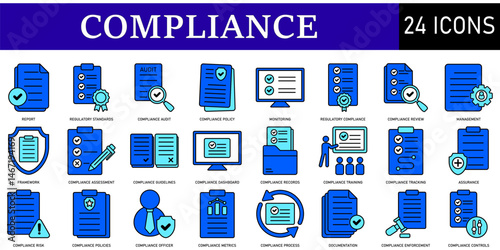 Set of Compliance Icons or symbols Vector fully editable file.