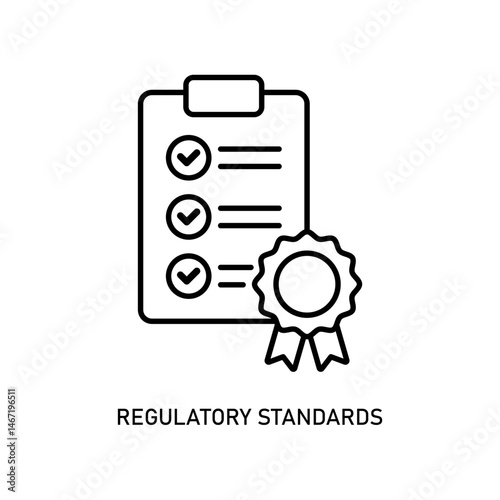 Icon a regulatory standards, isolated against a clean background.