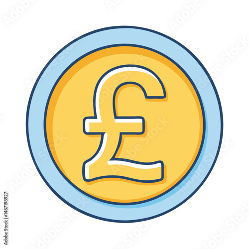 Pound sterling coin illustration british currency symbol money wealth investment finance economy