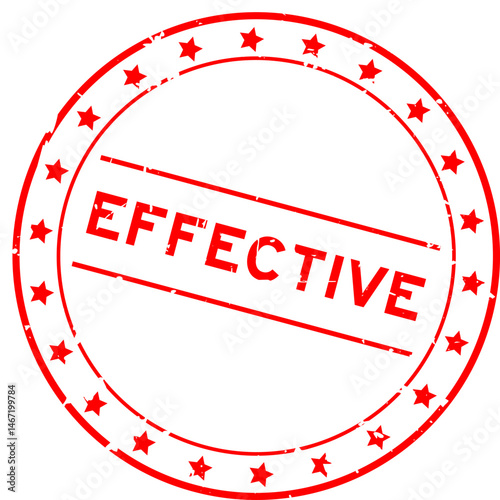 Grunge red effective word round seal stamp on white background