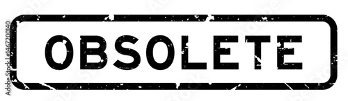 Grunge black obsolete word square rubber seal stamp on white background