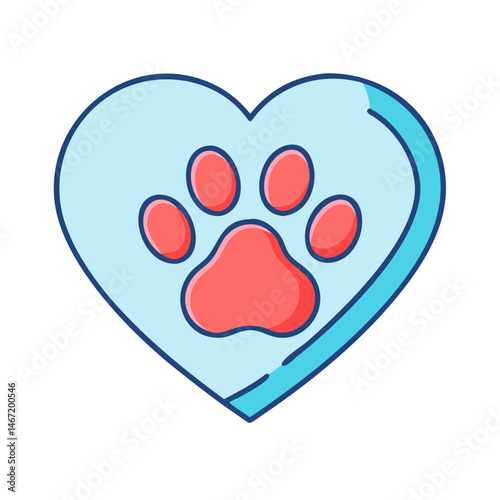 Heart paw print vector graphic for pet lovers and animal rescue organizations design element icon