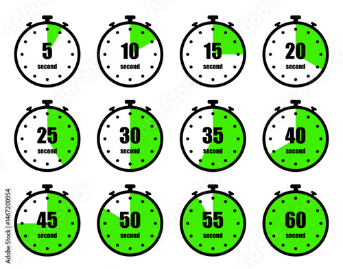 Timer, clock, stopwatch isolated set icons. Countdown timer symbol icon set. Label cooking time. Vector illustration, Set of timer and stopwatch icons. illustration