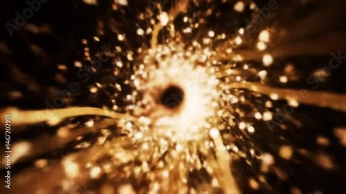 Golden Spark Burst: A captivating image of a golden spark burst, radiating energy and light. Perfect for backgrounds, abstract designs, and celebratory themes.