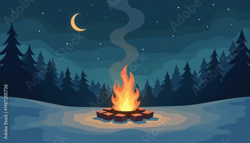 winter campfire glow