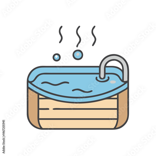 Hot tub spa jacuzzi vector illustration for relaxation and hydrotherapy at home or resort pools