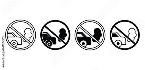 No Idling Icon Black and White Circular Prohibition Symbols Vector Design