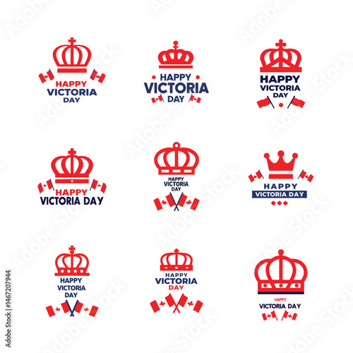 Happy Victoria Day Crown Logos