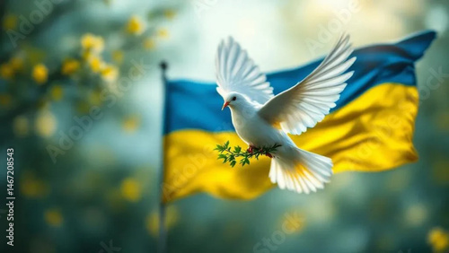 Dove of peace and Ukrainian flag