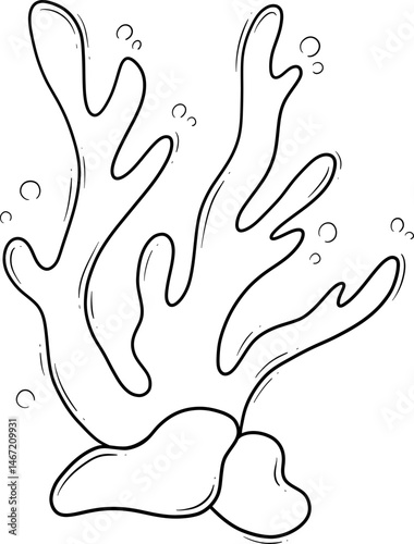 seaweed algae cartoon outline
