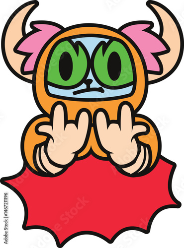 An alternative gesture of a fun cartoon cow