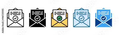 Email Confirmation Icon Set Multiple Style Collection
