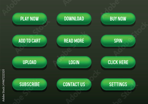 Buttons for websites. Green buttons. Big set of vector buttons for web design.