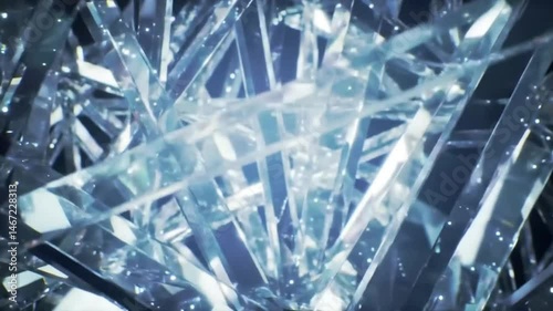Abstract background of shattered glass pieces reflecting light.  Perfect for modern designs, technology concepts, or artistic projects. 