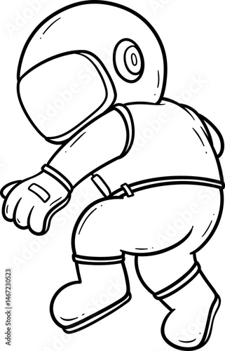 astronaut playing baseball cartoon outline