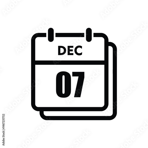 calender icon, 07 december icon with white background