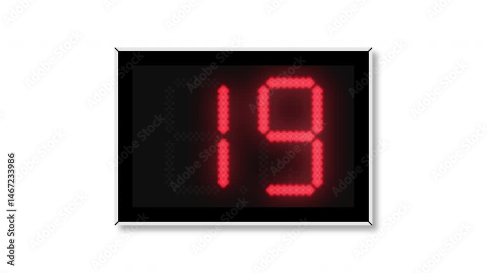 Basketball shot clock countdown with white background