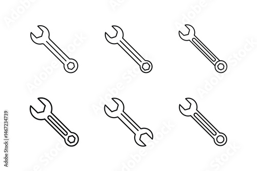 mechanic wrench line art vector illustration
