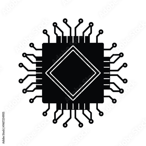 Quantum Chip Tech Vector Silhouette