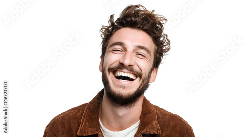 Man laughing heartily with head tilted