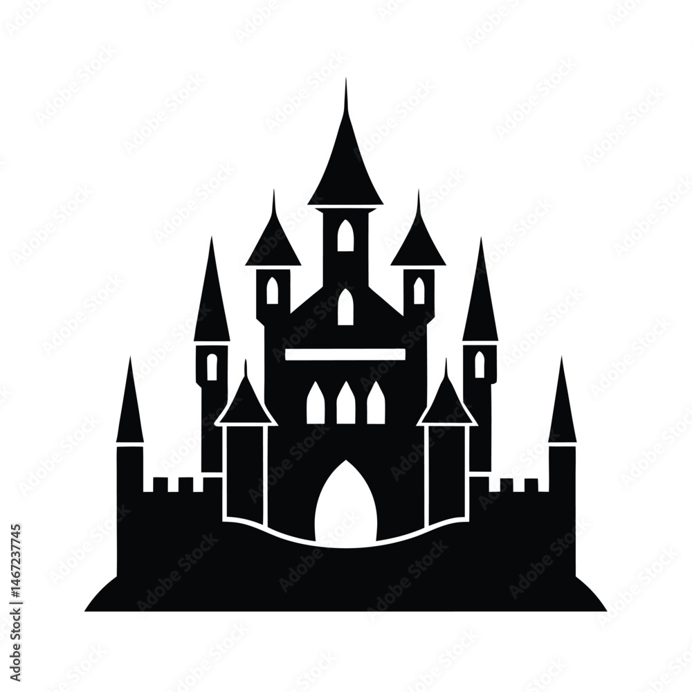 Obraz premium Castle Turrets Vector Silhouette Graphic