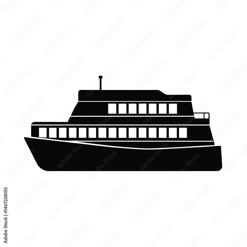 Obraz premium Ferry Flat Deck Vector Silhouette Design