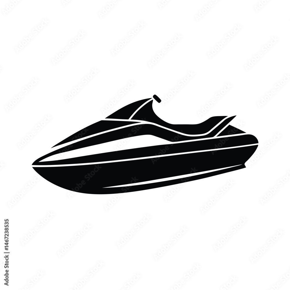 Jet Ski Sleek Hull Vector Silhouette Jet Ski Sleek Hull Vector Silhouette