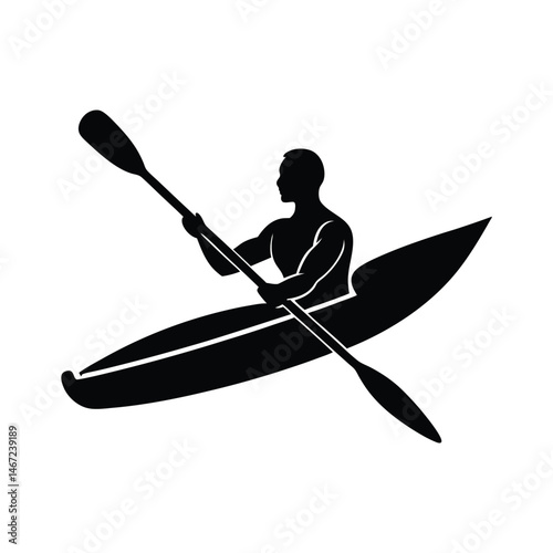 Kayaking Person Vector Silhouette Design