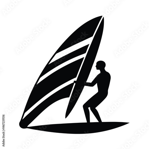Windsurfing Person Vector Silhouette Design