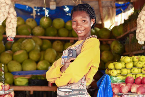Fruit vendor at a vibrant outdoor market