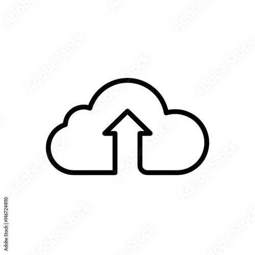 Cloud upload icon black and white for online storage