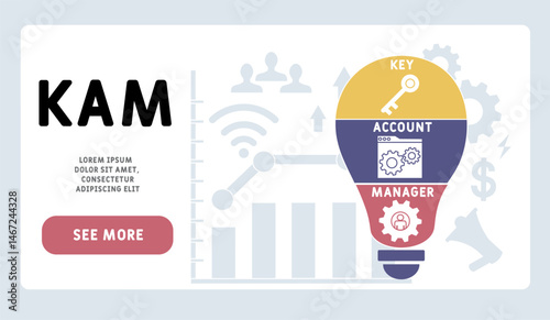 KAM - key account manager acronym. business concept background. vector illustration concept with keywords and icons. lettering illustration with icons for web banner, flyer, landing