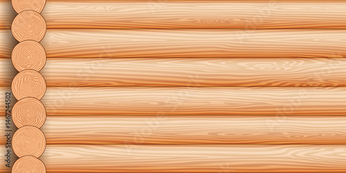 Wood log wall, wood texture seamless pattern, vector design