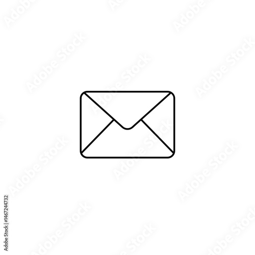 Envelope icon black and white with sharp corners for contact