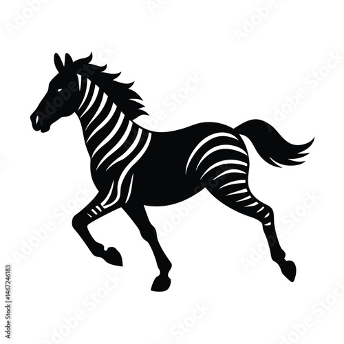 Galloping Zebra Vector Silhouette Art