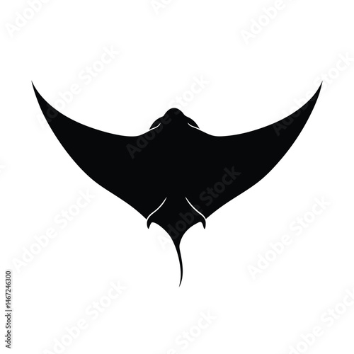 Manta Ray Gliding Vector Silhouette Art