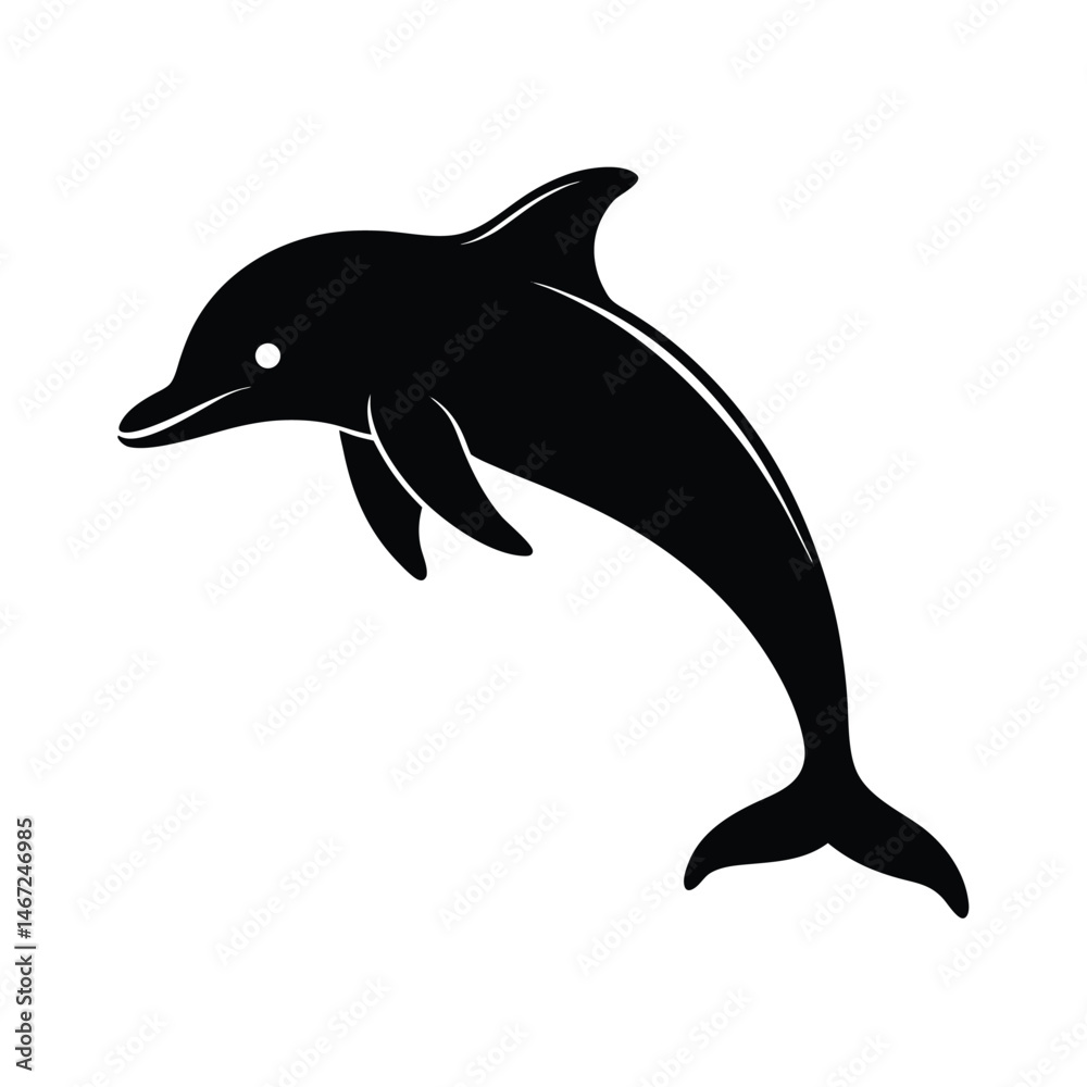 Bottlenose Dolphin Leaping Vector Silhouette Bottlenose Dolphin Leaping Vector Silhouette