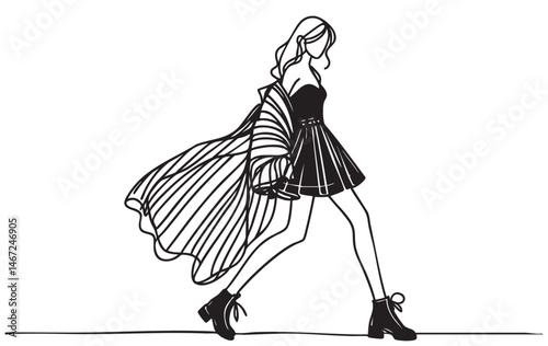 Sketch. Fashion Girls on a white background in summer clothes