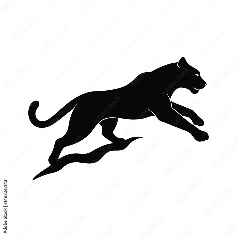 Mountain Lion Leaping Vector Silhouette Mountain Lion Leaping Vector Silhouette