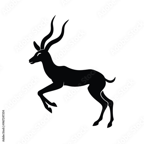 Springbok Leaping Vector Silhouette Art