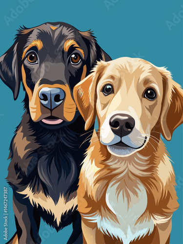 puppy Black Labrador and puppy golden retriever , 8k ,ultrahd