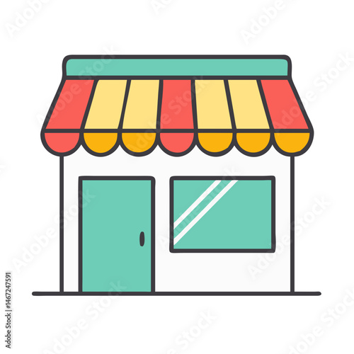 Cute cartoon storefront vector illustration for small business shop store market design element