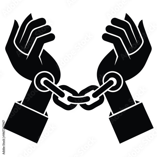 Bound Hands, Chains, Confinement Symbol of Restriction and Dependence