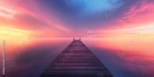 Stunning Sunset Pier Peaceful Landscape Photography photo