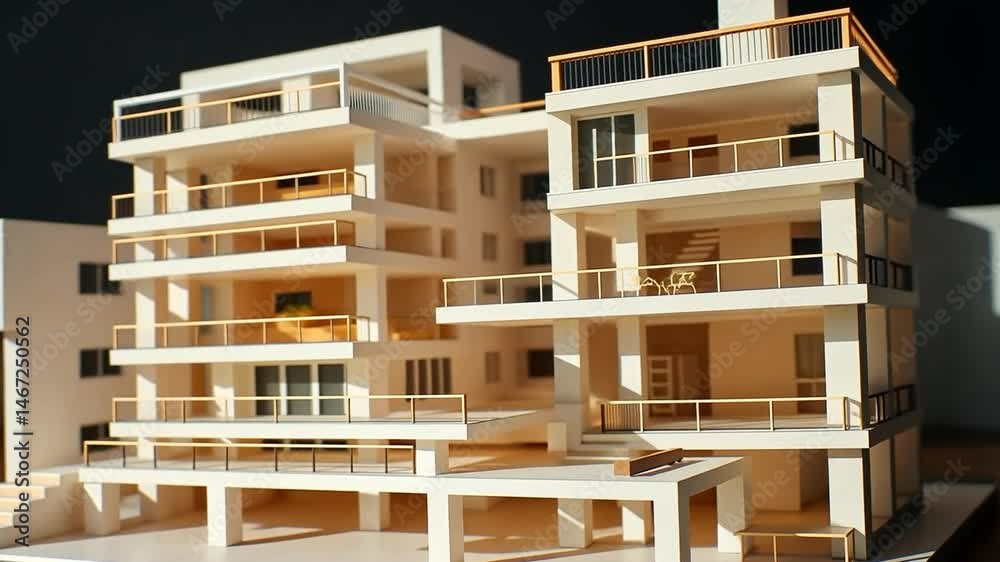 Architectural model showcasing a modern multi-level design.