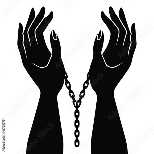 Bound Hands A Silhouette Illustration of Confinement and Restraint