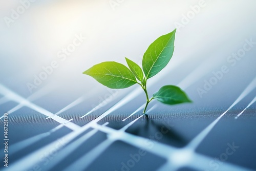 Obraz na płótnie Sprout on solar panel representing eco-friendly power, renewable resources, and the future of sustainable environmental technology
w salonie