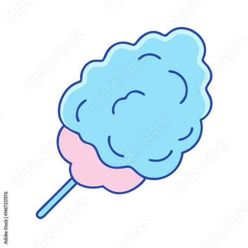Illustration of cotton candy sweet treat food snack confectionery dessert sugar fair fluffy spun sugar