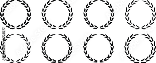 Laurel wreath vector icon. Black laurel wreath frame icon vector illustration. Silhouette vintage collection. Laurel wreaths and branches with leaves. Silhouette laurel foliate wreaths collection